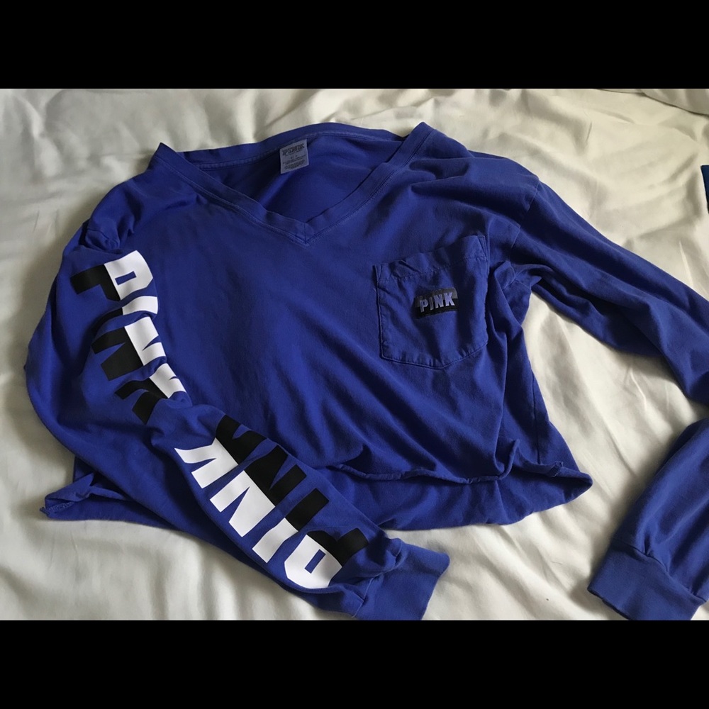 Victoria Secret Pink Long Sleeve Pocket Crop Top